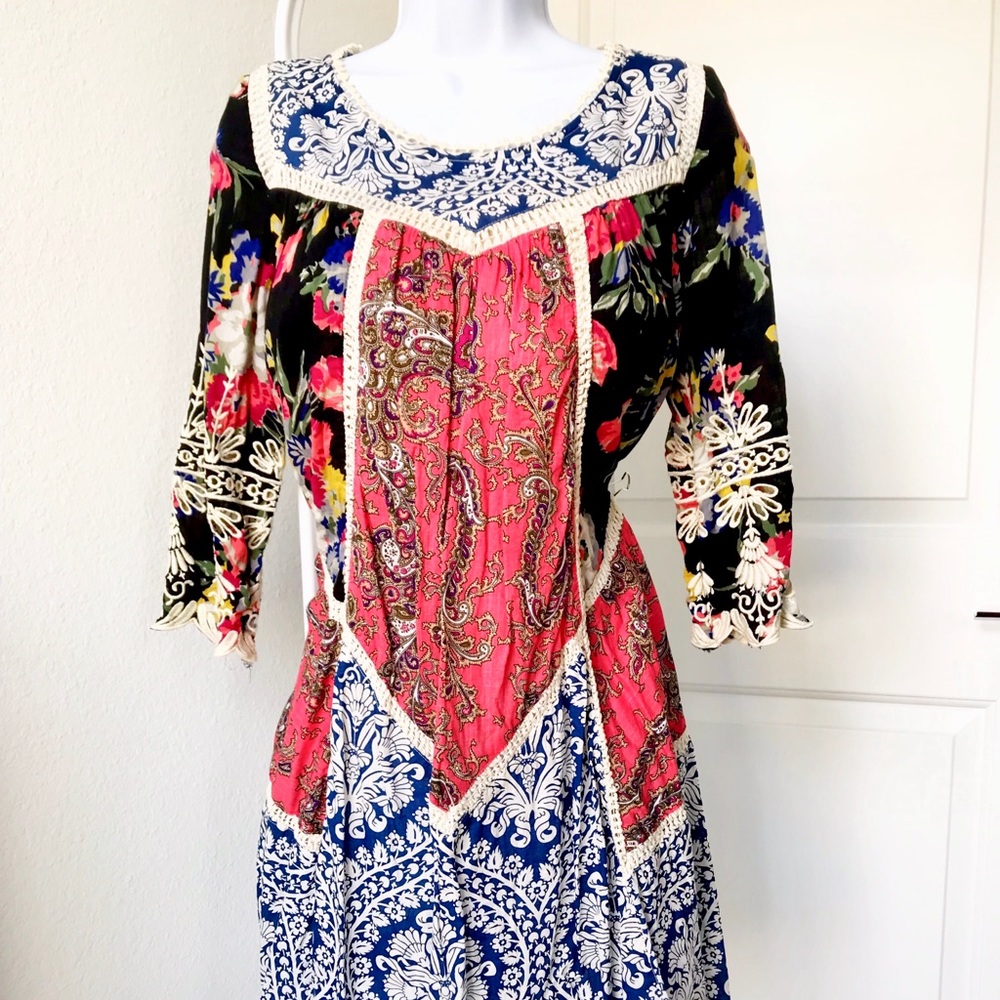 Anthropologie dress embroidered patch dress